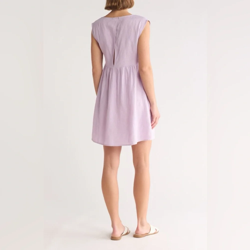 Madewell Relaxed Empire Waist Minidress Women’s Size Large in Subtle Lilac - Picture 2 of 7